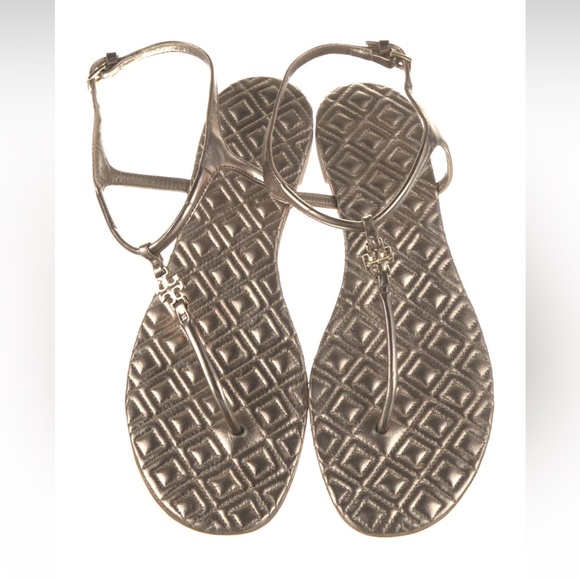 TORY BURCH PATENT LEATHER PRINTED T-STRAP SANDALS 🩴 - Picture 2 of 5